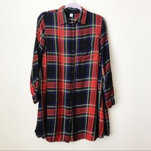 Old Navy Red Plaid Button Down Tunic Medium